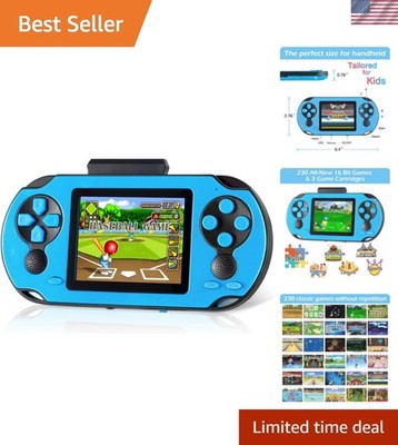 16 Bit Handheld Game for Kids Adults, 3.0'' Large Screen Preloaded 230 HD Cla...