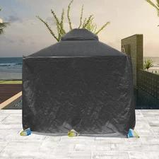 Domi 10'x10' Universal Winter Gazebo Cover w/Sidewalls and Mesh Windows(Black)