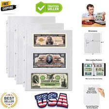 Binder Currency Sleeves for Collectors - 25 Pack, Acid-Free 3-Pocket Clear Pl...