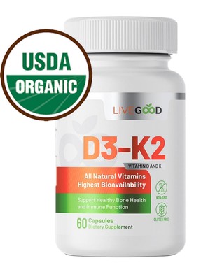 LiveGood - Vitamin D3 & K2, bone & immune support 60 caps