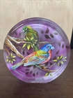 Fenton LE Hand Painted Iceberg Paperweight "PAINTED BUNTING" JK SPINDLER #1/2