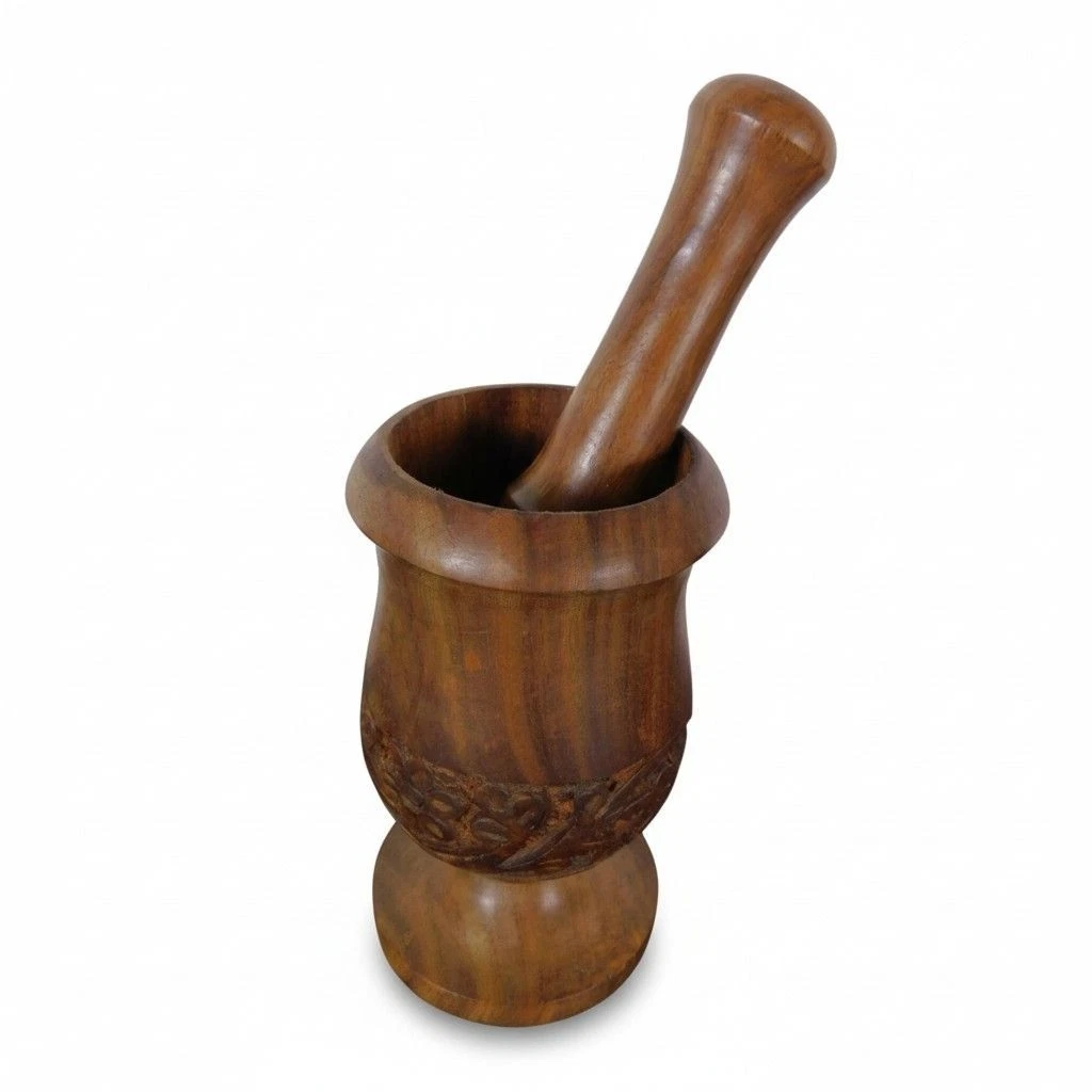 Hand-Carved Wooden Mortar & Pestle 5"H × 3"D - Plain Ritual Grinder - New
Opens in a new window or t