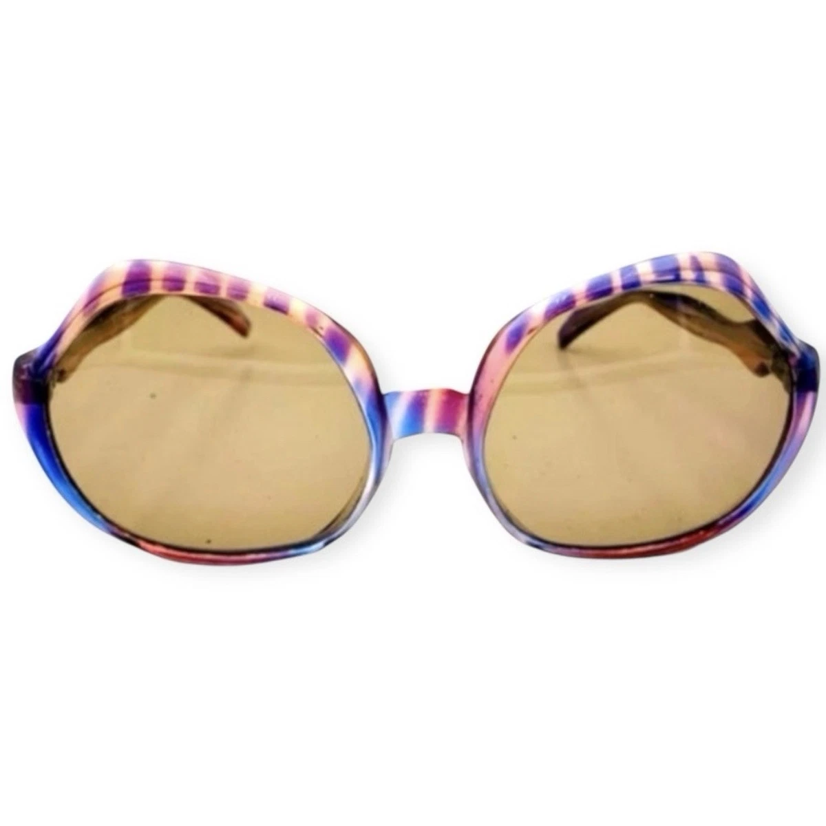 Vintage 70s Clear Acetate Purple Tinted Sunglasses Clear Oversized Acetate Trapezoid Tinted Sunglasses with  main image 2