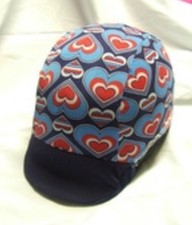 Ecotak Lycra Helmet Cover - blue & red hearts Ecotak