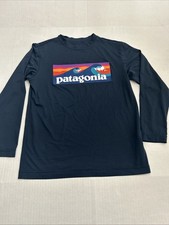 Patagonia Long Sleeve Graphic Tshirt Boys Size Medium 10 Blue Preowned