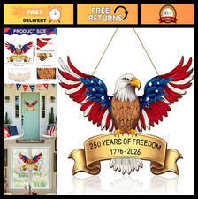 Patriotic 250th Anniversary 4th of July Door Sign - American Eagle Wreath Decor