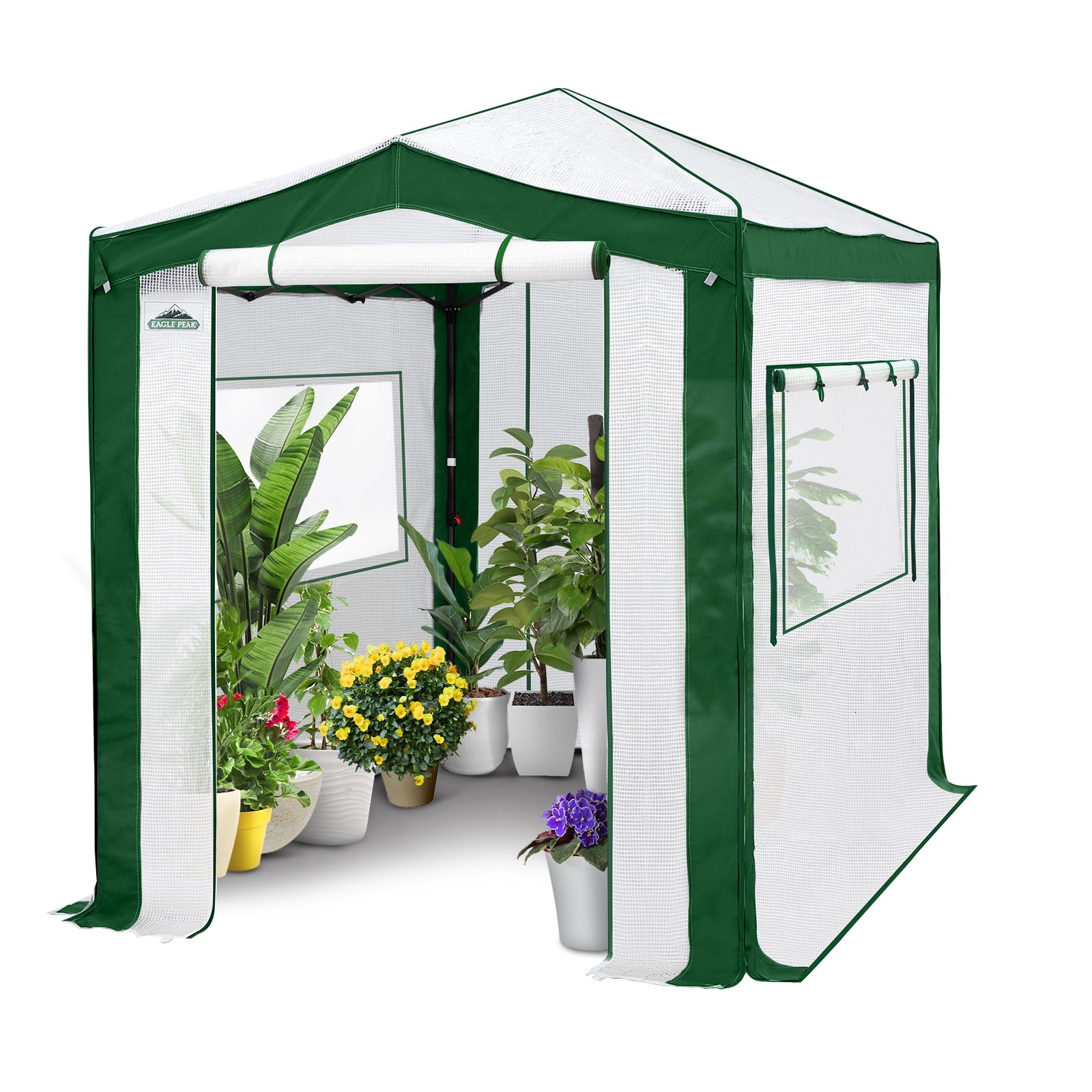 EAGLE PEAK 8x6 Portable Walk in Greenhouse with Polyester Re