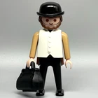 Playmobil Victorian Gentleman Male Adult Figure Vest Bowler Hat Mansion VTG RARE