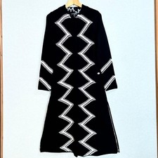 USED CHANEL LONG COAT WITH COCO MARK, CASHMERE, BLACK, SIZE 34 GOOD