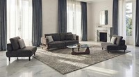 Designer Graue Polstergarnitur Stoffsofa 2X Relaxsessel 3Tlg Set