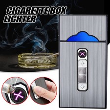 Portasigarette con Accendino Elettronico,Alluminio Portasigarette Accendino USB