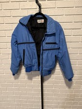 Vintage Made in USA Down Filled Puffer Vest Blue Zip Pockets Winter Outdoor