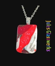 Hand Crafted Fused Glass  Pendant Necklace W/ Chain #1831