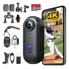 H8 64GB 4K Thumb Action Camera, Mini Body Cameras, Wearable Pocket Vlogging C...