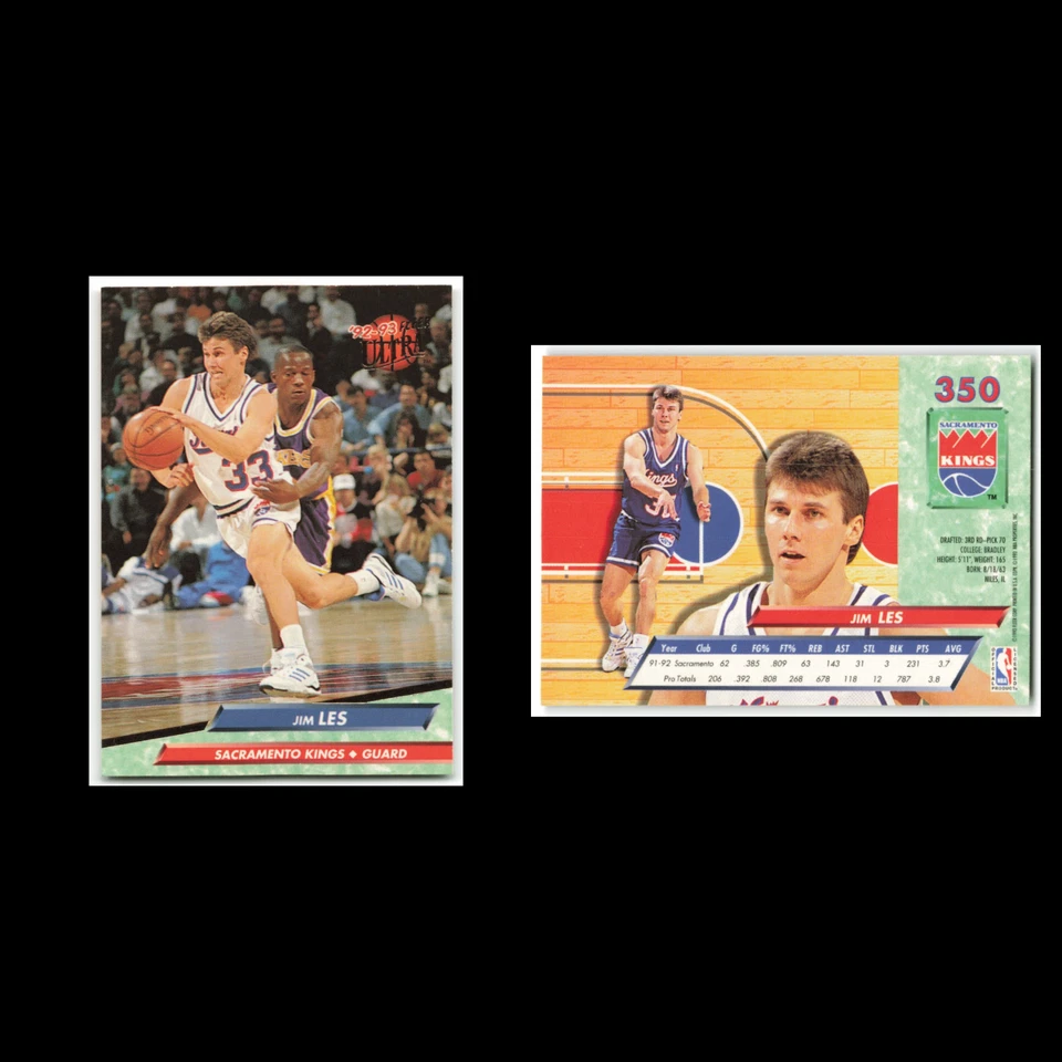 Jim Les #350 1992 Fleer Ultra Sacramento Kings Basketball Card NBA NM - Image 3 of 3