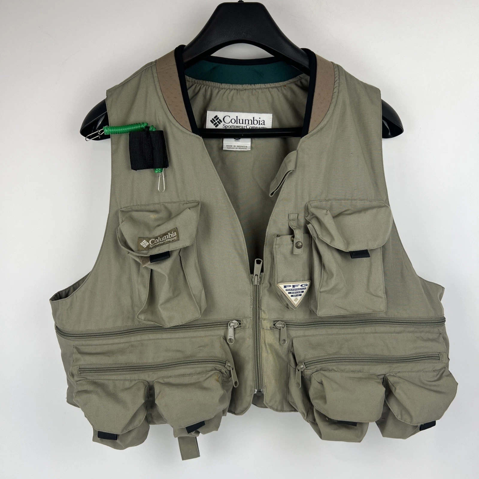 Columbia PFG Fishing Vest XL Olive Green Utility Outdoor Gear