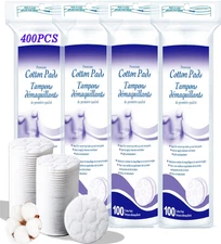 Premium Cotton Pads for Face, 400 Count Round Makeup Remover Pads, 100% Pure & N