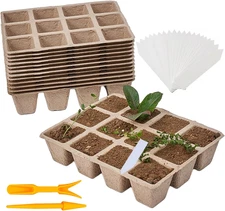 144 Cells Seed Entry Tray, 12 Packs Biodegradable Seedling Peat Pots
