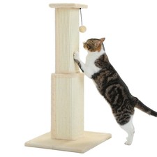 PAWZ Road Cat Scratching Post 32 Tall Square Cat Scratcher - Beige