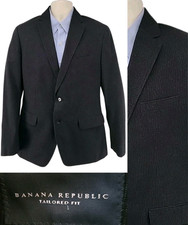 Banana Republic Tailored Fit Blazer 42R Black Cotton Sport Coat Mens Jacket