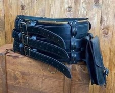 Medieval Corset Belt Triple Leather Big Belt with Bag LARP cosplay costume SCA