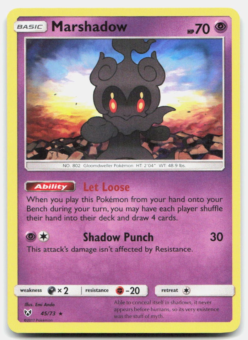 Shining Legends Marshadow 45/73 NM Holo Pokemon Rare Tcg Card