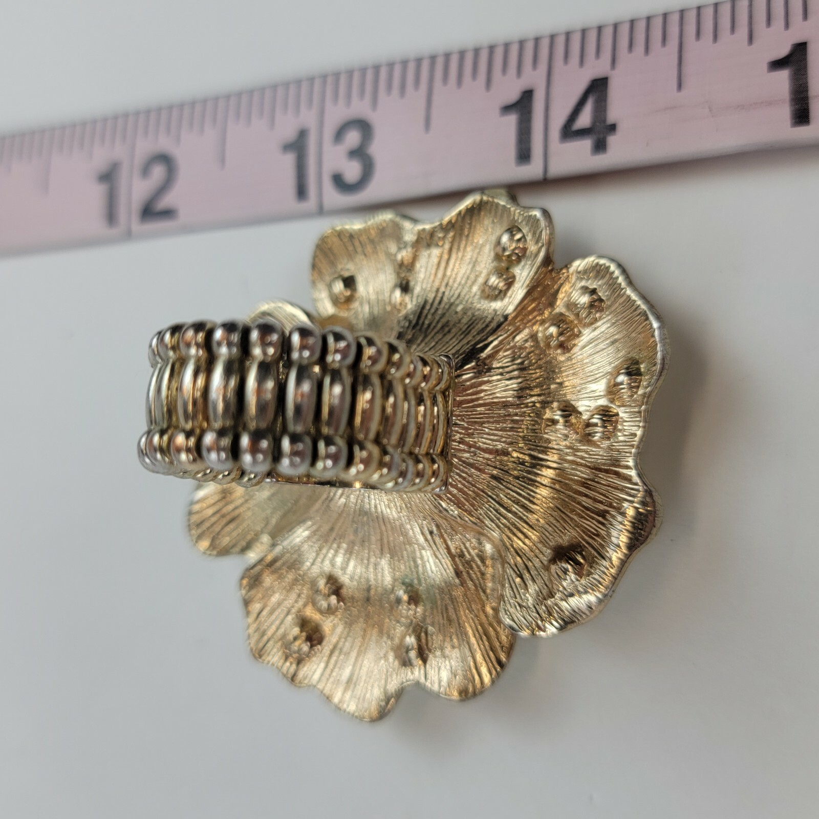 Flower Statement Cocktail Ring Stretch Cream Enam… - image 5