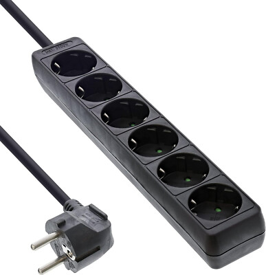 InLine  Steckdosenleiste  6-fach Schutzkontakt  schwarz  3m