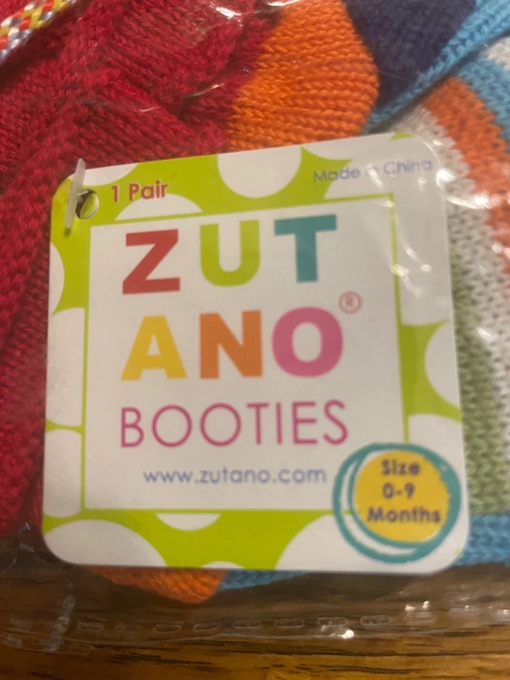 Botines de bebé Zutano tejidos a rayas con bolso de cordón azul tejido tren 0-9 meses NUEVO Foto 2 de 4