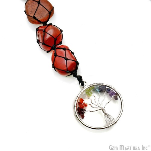 7 Chakra Tree of Life Healing 11inch Free Form Tumble Gemstones On A String - Picture 7 of 8
