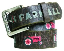 Farmall IH Brown Vintage Tractor Weathered Genuine Leather Belt