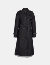 Nwt Coach Embellished Trench Coat, Black, Size 0, Embroidered