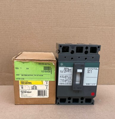GE General Electric TEB134070 Industrial Circuit Breaker 70 Amps 3 pole #New