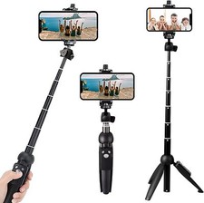 Extendable 40" Selfie Stick Tripod Stand Bluetooth Remote For GoPro Cell Phone