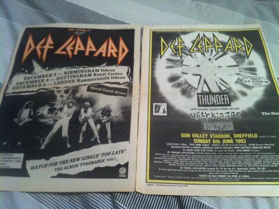 DEF LEPPARD - LIVE UK TOUR DATES 1983 1993 -  MAGAZINE ADVERT / SMALL POSTER