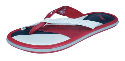 puma flip flops red