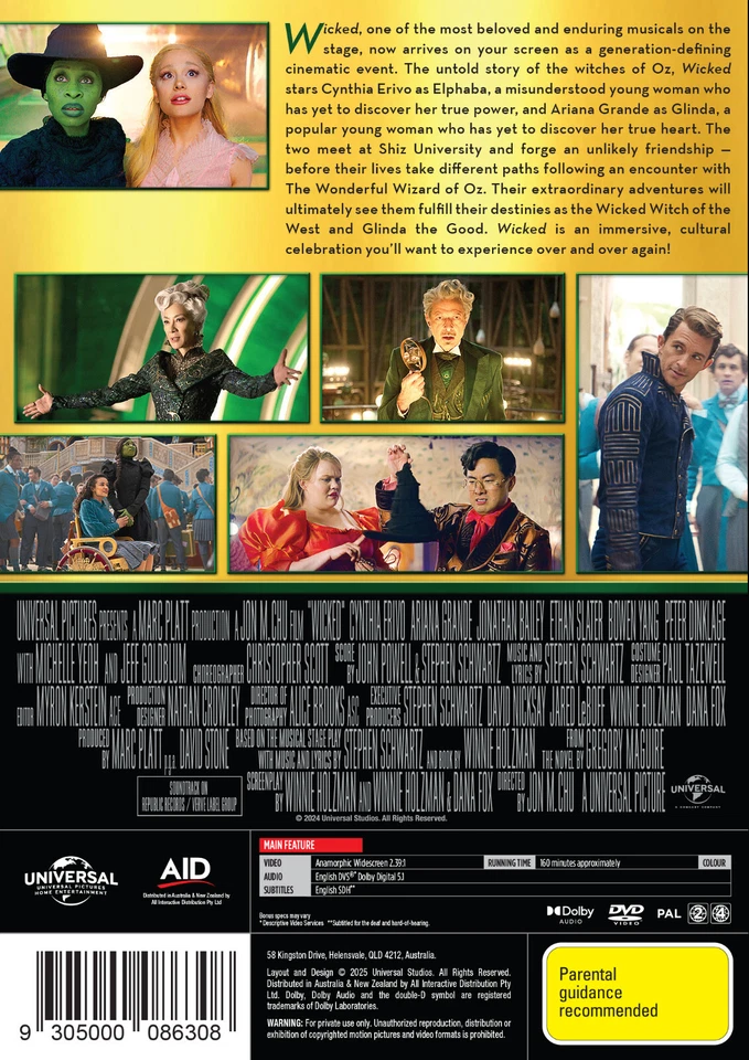 BRAND NEW Wicked (DVD, 2024) R4 Movie Ariana Grande | Cynthia Erivo - image 2 of 2