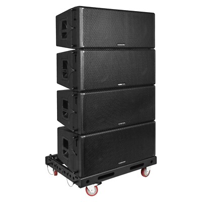 Sound Town Dual Passive 4x12'' Line Array Set, Neodymium Drivers, Black(ZS-212X4)