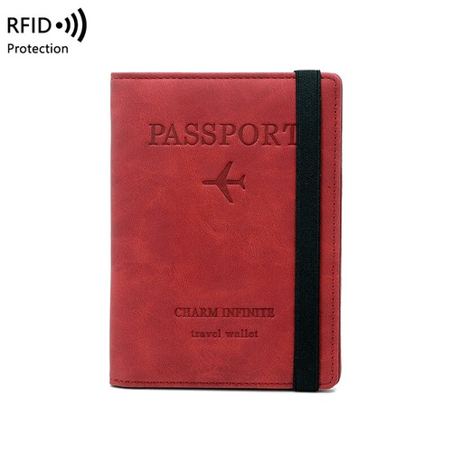 Portafoglio uomo donna passaporto pelle porta carte vaccino biglietto RFID viaggio - Foto 16 di 31