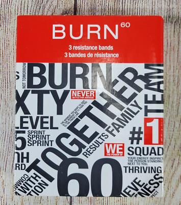 Burn 60 Set of 3 Resistance Bands Exercise Training FabFitFun ~ New