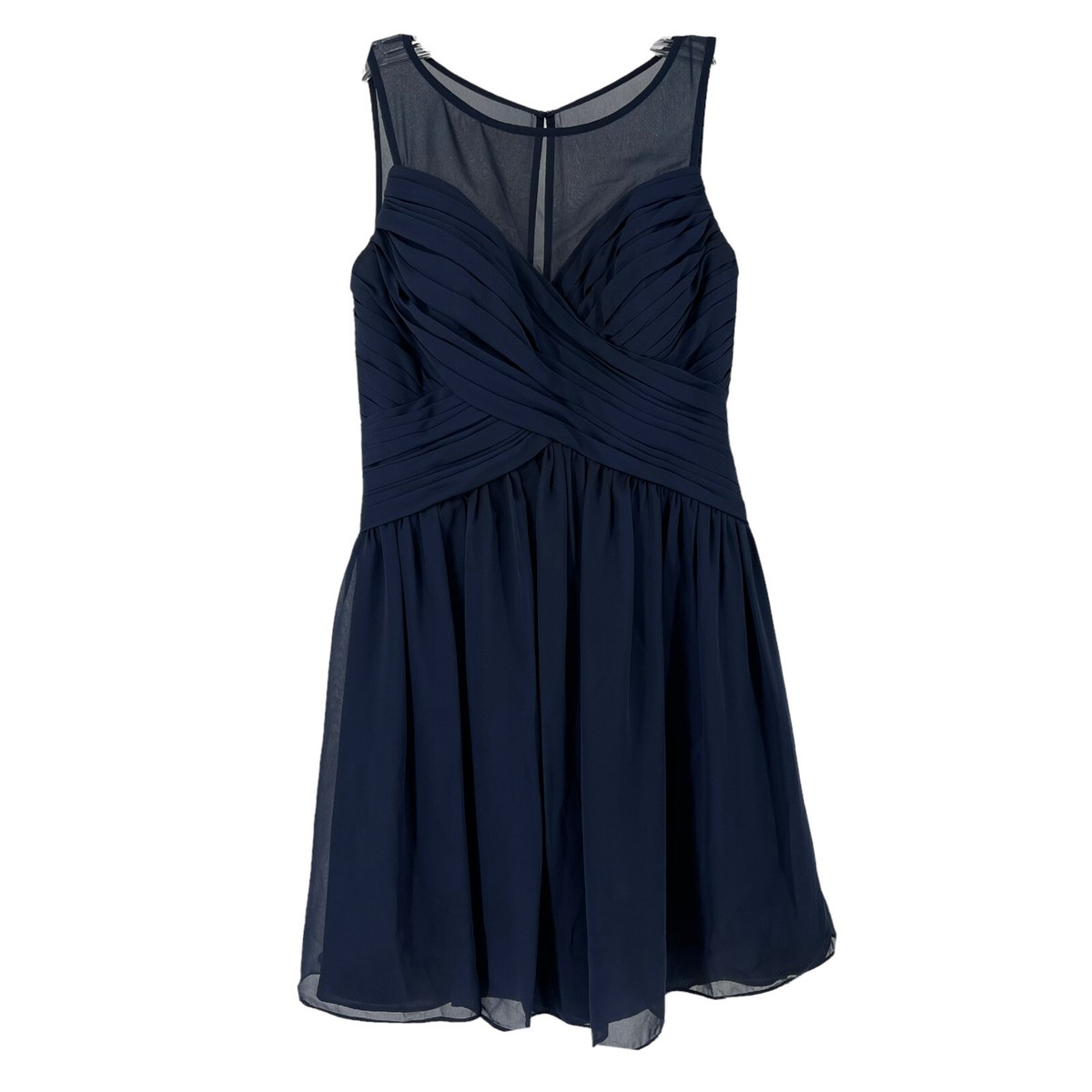 bill levkoff navy blue bridesmaid dress Ruched Sleeveless Formal Womens Size 8 Short Formal gown White Wedding Guest Wedding Choose Waist Size for Pant (Inches):32