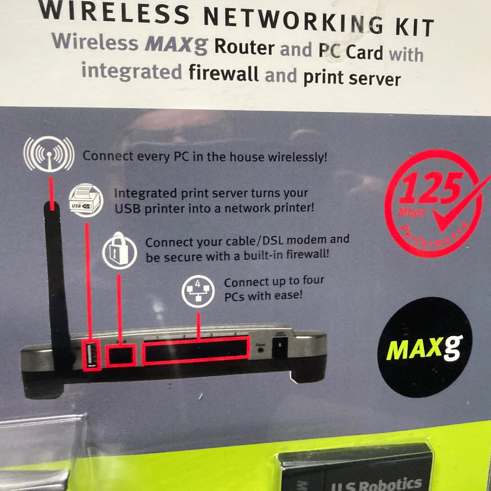 New U.S. Robotics Bundle USR5461 802.11g Wireless MAXg Router & USR5411 PC Card - Image 3 of 4