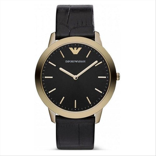 Orologio Uomo Solo Tempo ARMANI AR1742 Cassa Acciaio Dorato Cinturino Pelle  | eBay