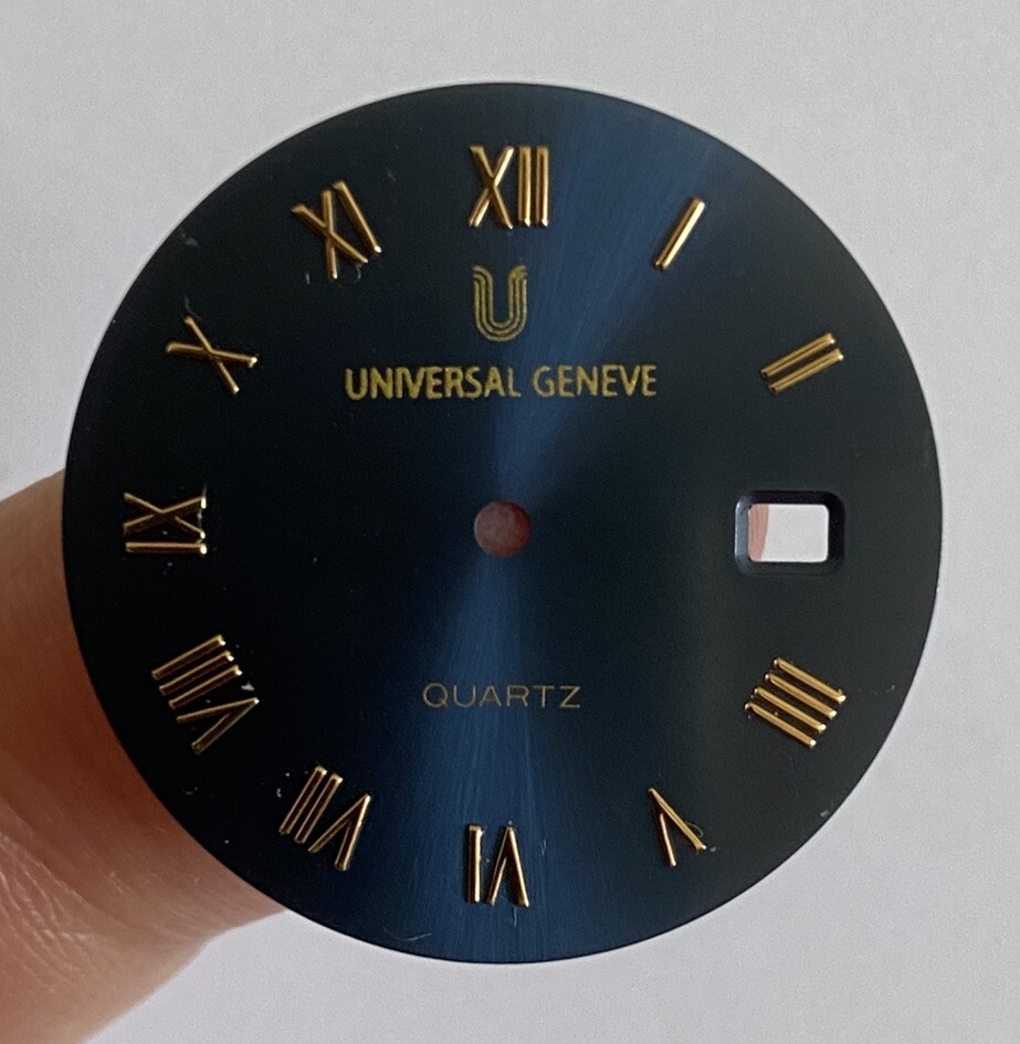 Cadran montre Universal Geneve quartz vintage @ 28,00 mm diametre @ dial original