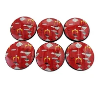 Cabinet and Drawer Knobs Set of 6 Retro 1960's in Red Wood Cabinet Knobs