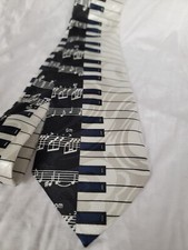 Steven Harris Men's Keyboard Music Neck Tie - Black With Notes & Treble Clef - View #8