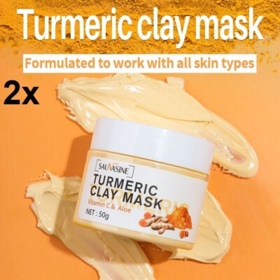 2x Kurkuma Ton Gesichtsmaske mit Vitamin C - Aufhellend - Feuchtigkeitsspendend - Anti-Aging