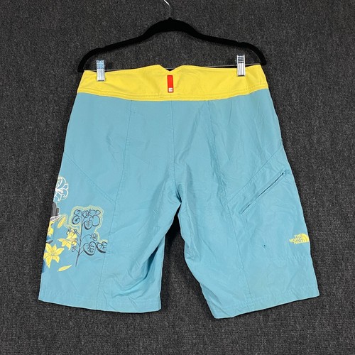 The North Face Womens Size 10 Board Shorts Floral Aqua Green Drawstring Pockets - Picture 11 of 14