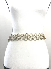 Women's Chain Belt Gold XS-S Circle Wide Faceted Waist Body Belly Casual Dress