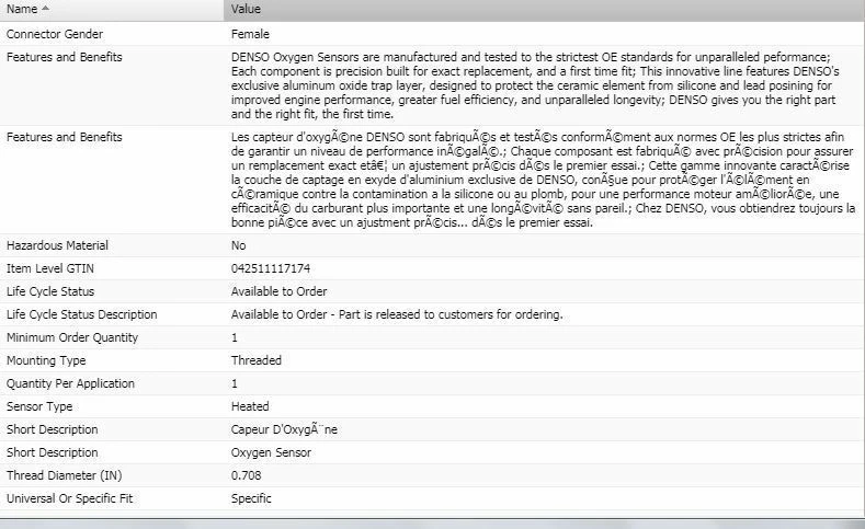 Sensor de oxígeno Denso aguas abajo para ACURA TSX L4-2,4 L 2009-2014 Foto 2 de 4